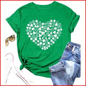 Loose Fit Cotton Blend Short Sleeve T-Shirt St Patricks Day Shamrock Graphic
